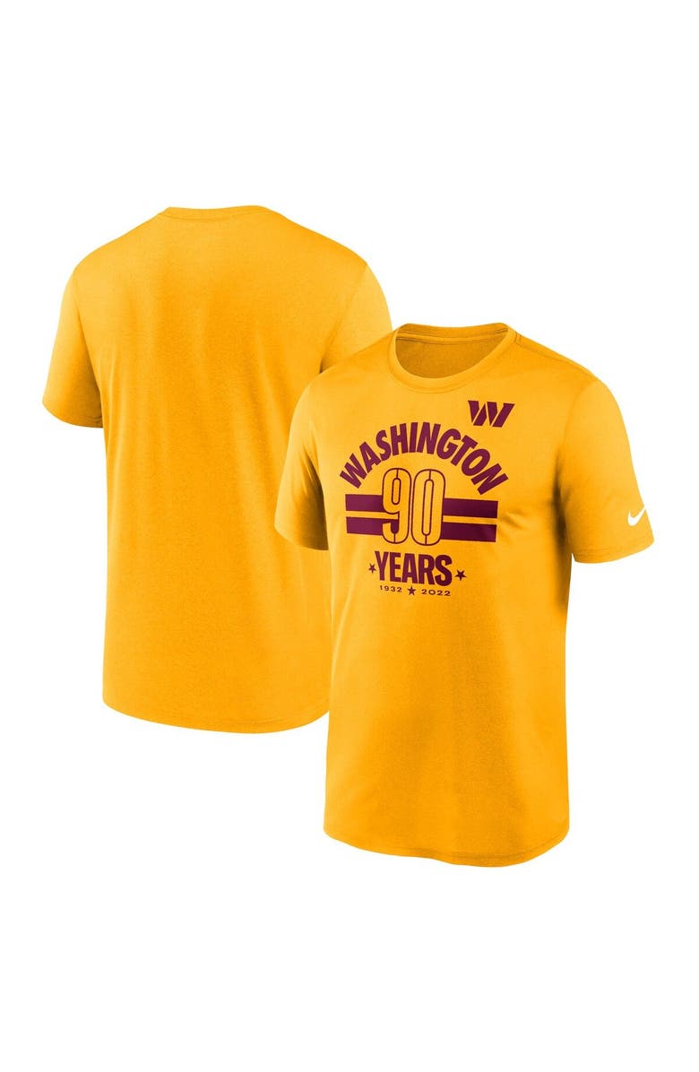 Nike Men's Nike Gold Washington Commanders 90th Anniversary Legend T-Shirt, Main, color, Gold