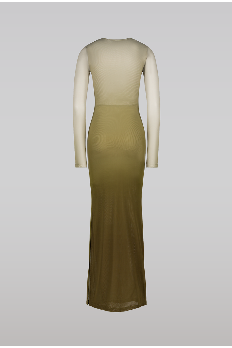 Arla Gradient Mesh Dress, Alternate, color, Olive Green Gradient