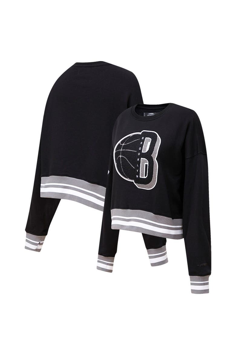 Women's Pro Standard Black Brooklyn Nets Mash Up Pullover Sweatshirt, Main, color, Black