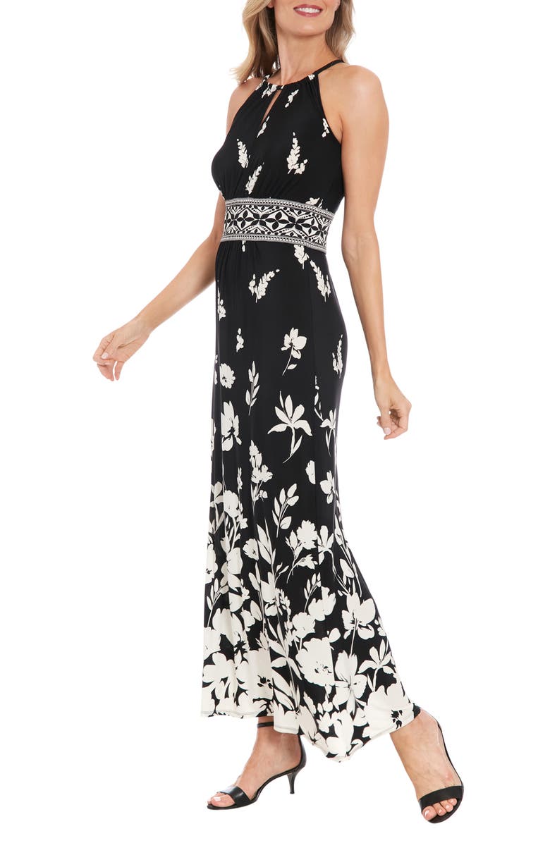 London Times Morris Floral Maxi Sundress, Alternate, color, Black/ Ivory