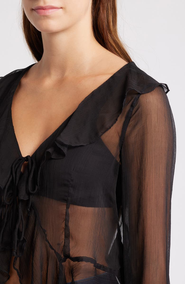 VERO MODA Millia Ruffle Tie Front Chiffon Top, Alternate, color, 