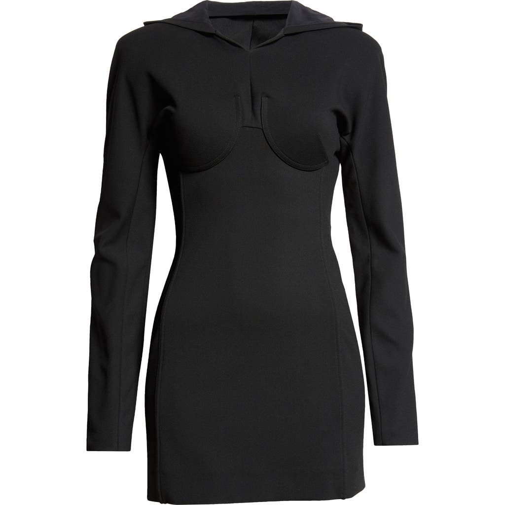 JEAN PAUL GAULTIER JEAN PAUL GAULTIER PLUNGE BACK LONG SLEEVE HOODIE MINIDRESS
