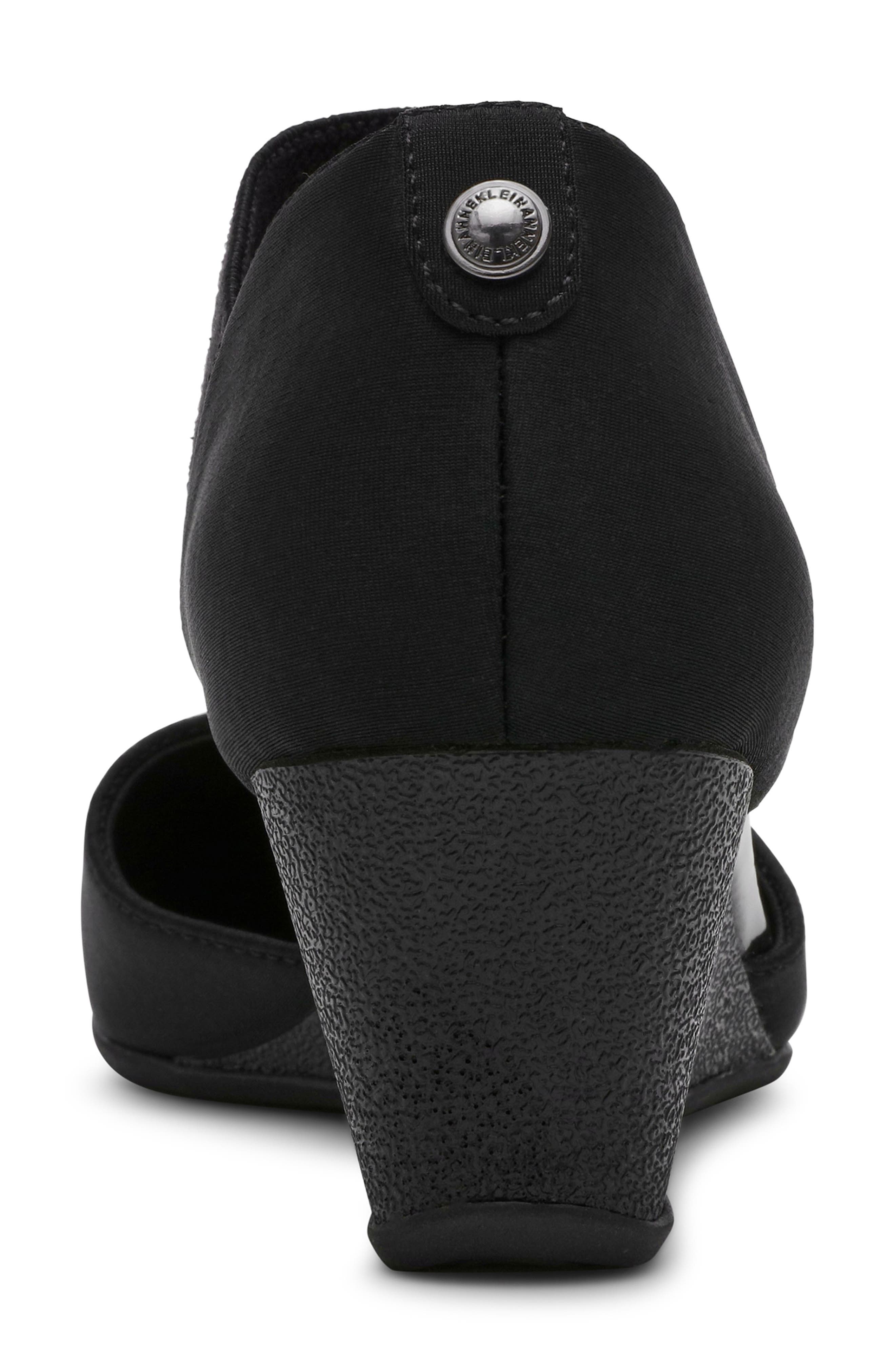 Anne Klein Tiffany Ankle Strap Wedge Pump, Alternate, color, Black Stretch