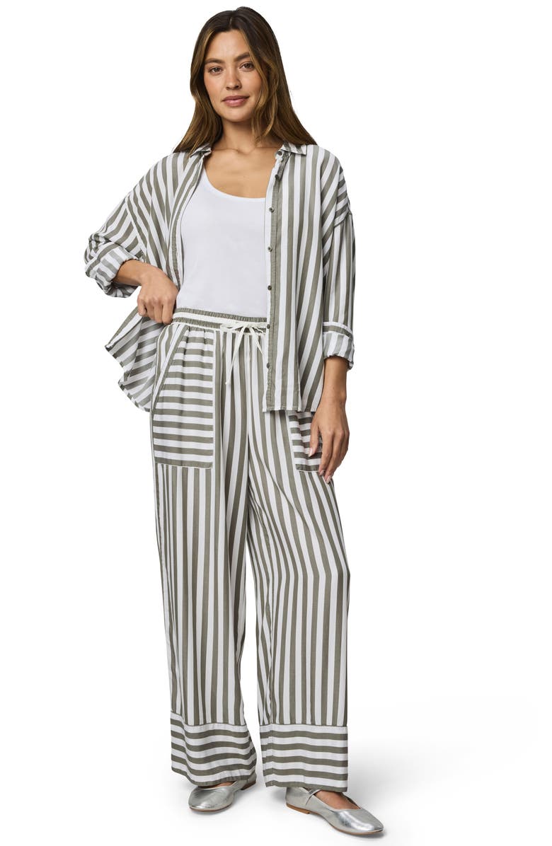 Splendid Ella Stripe Drawstring Pants, Alternate, color, Soft Green/ White