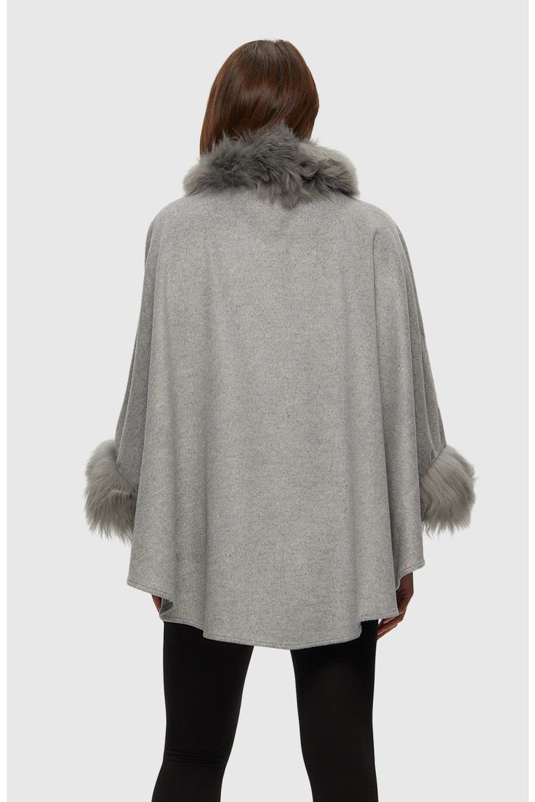 Wool And Cashmere Blend Cape With Trim, Alternate, color, GRAY