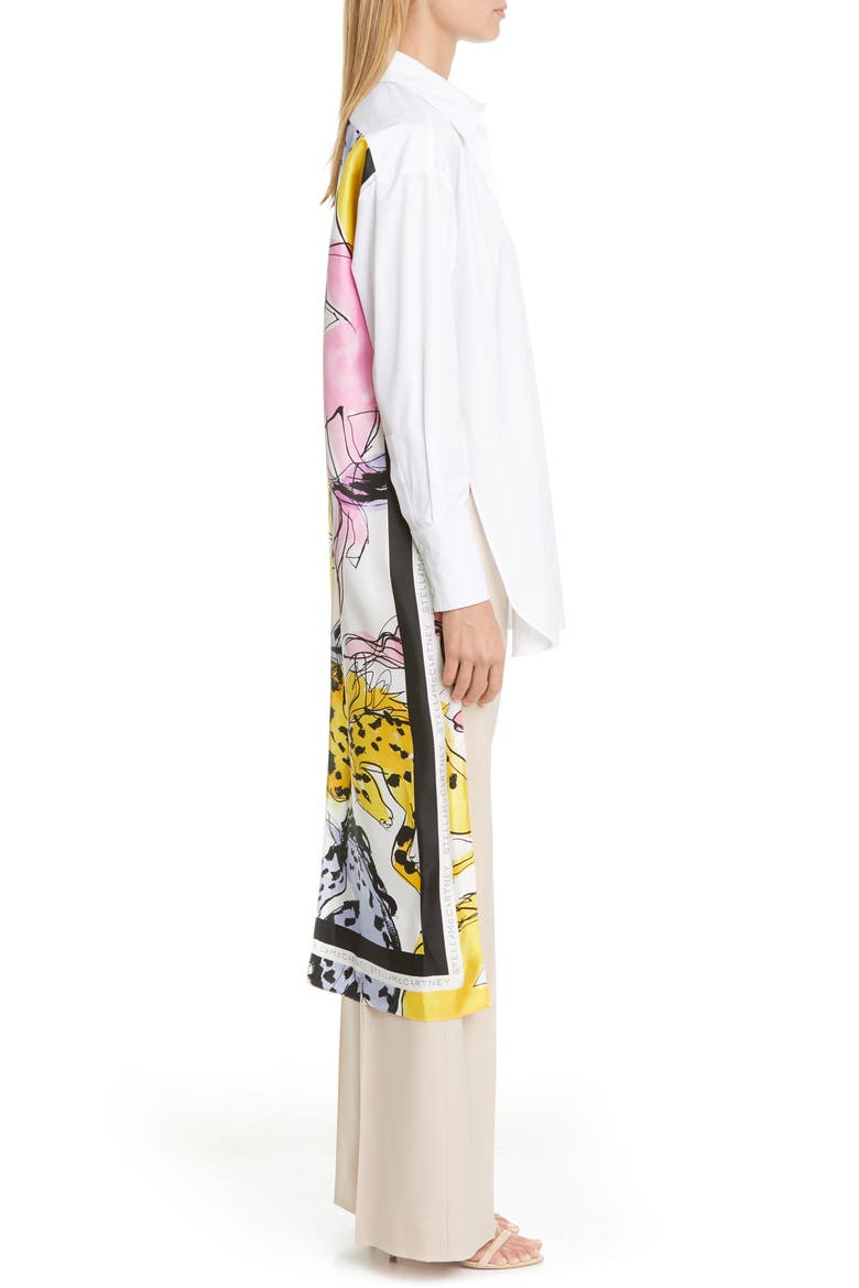 Rayna Horse Print Back Scarf Panel Poplin Shirt, Alternate, color, PURE WHITE