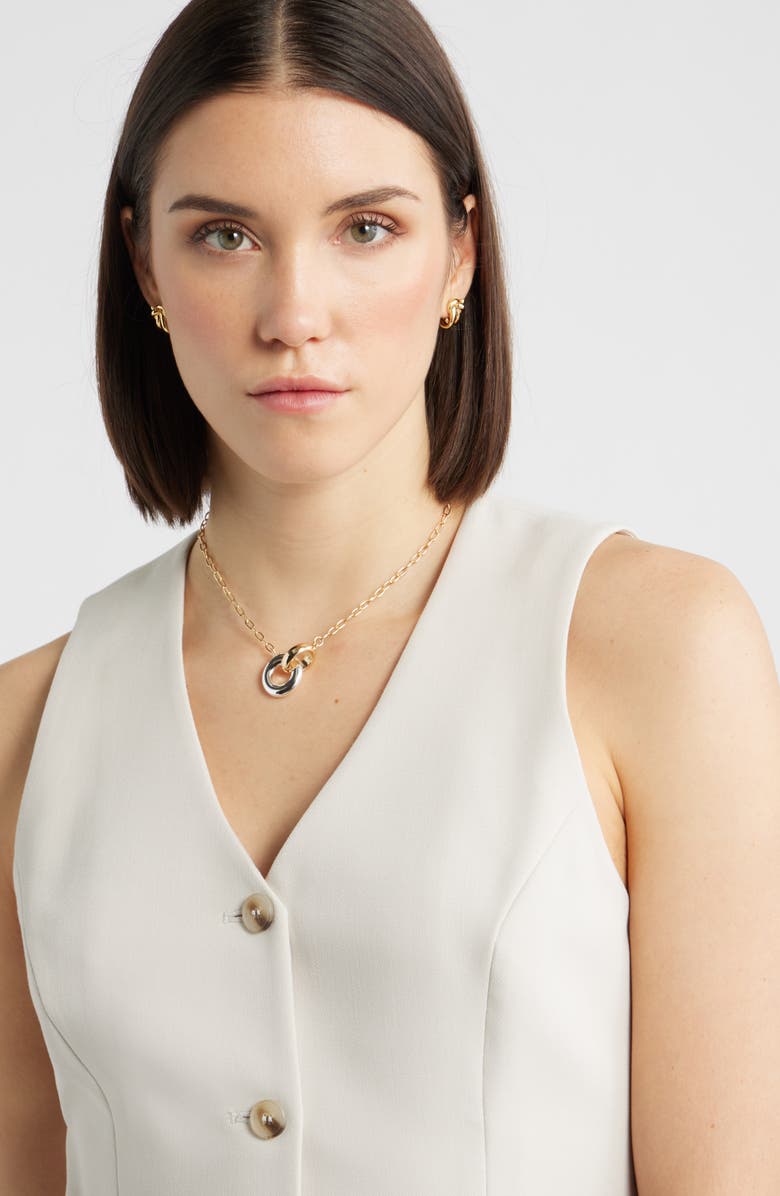 Nordstrom Polished Link Circle Necklace, Alternate, color, Gold- Silver