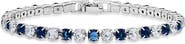 STEELTIME 18k White Gold Plated Blue Crystal Tennis Bracelet