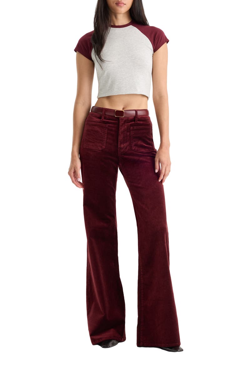 Good Waist Palazzo High Waist Wide Leg Velvet Jeans, Alternate, color, BERRY NOIR