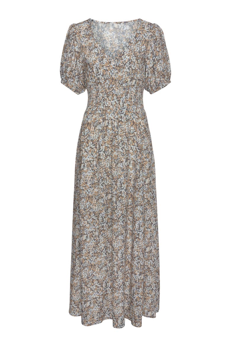 Floral Print Maxi Dress, Alternate, color, Grey Multi