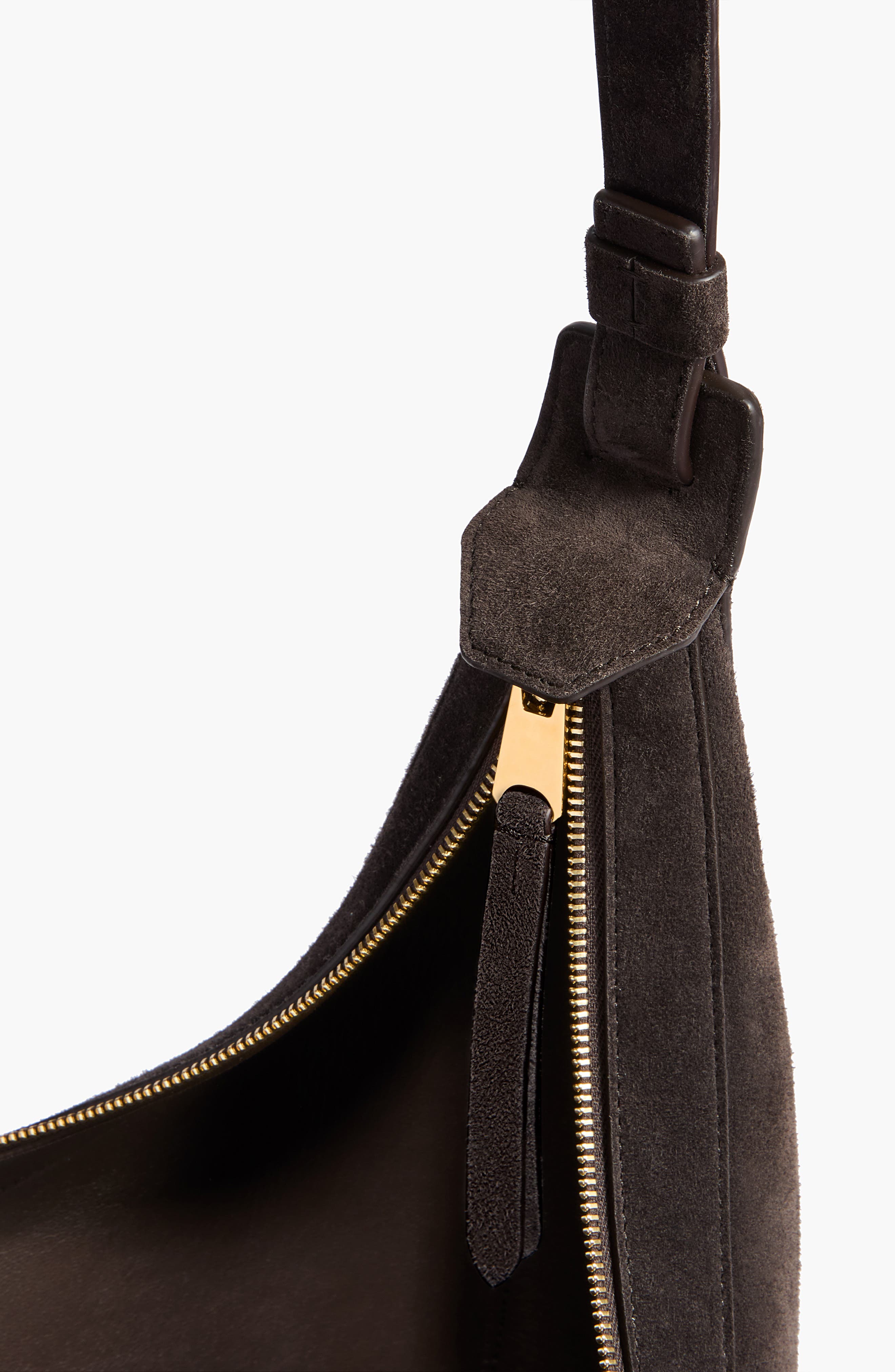 Khaite Small Augustina Suede Hobo Bag, Alternate, color, Dark Brown 950