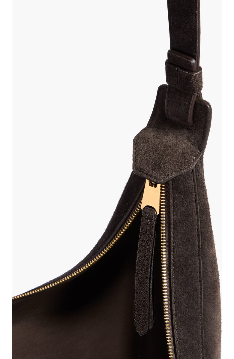 Khaite Small Augustina Suede Hobo Bag, Alternate, color, Dark Brown 950