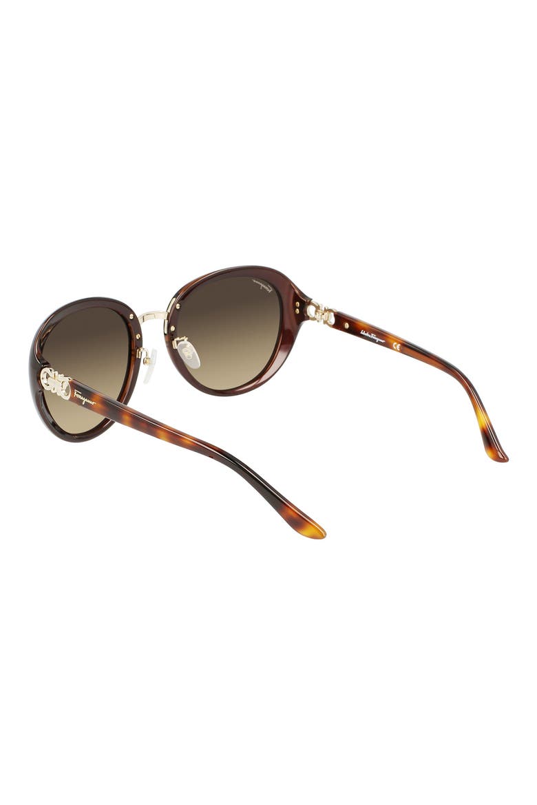 Salvatore Ferragamo 57mm Oval Sunglasses, Alternate, color, BROWN/ GOLD