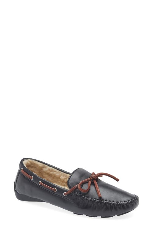 Robert Zur Bowie Faux Shearling Lined Driving Loafer In Black