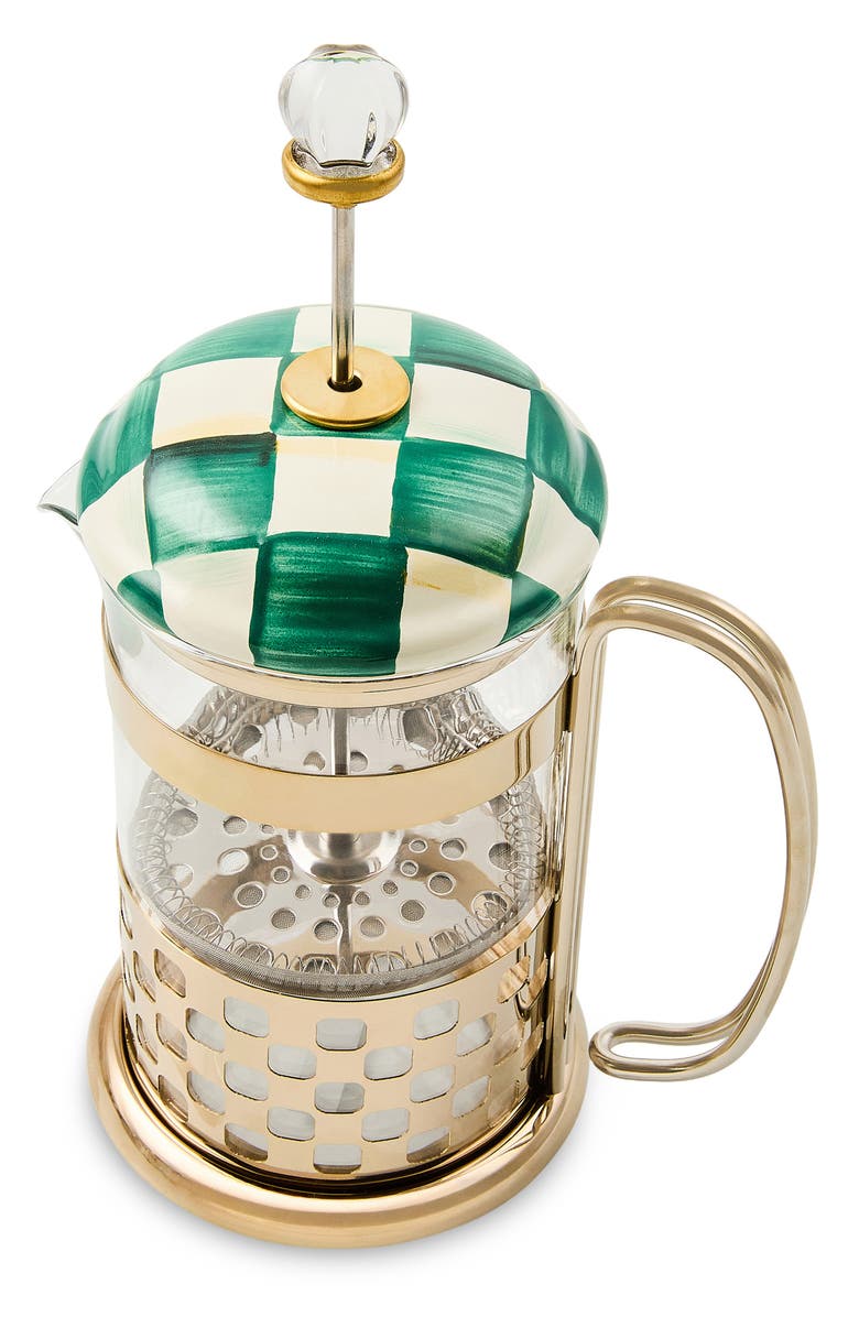 MACKENZIE CHILDS Emerald Check French Press, Alternate, color, Emerald