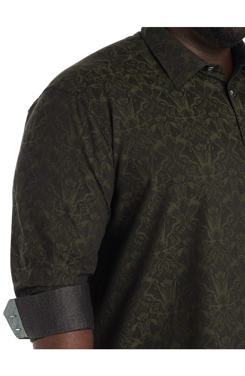 Robert Graham DXL Big & Tall Highland Tonal Sport Shirt, Alternate, color, Olive