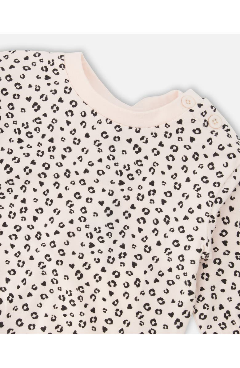 Deux par Deux Organic Cotton Jersey Peach Printed Sweater and Pants Set, Alternate, color, Peach Animal Print