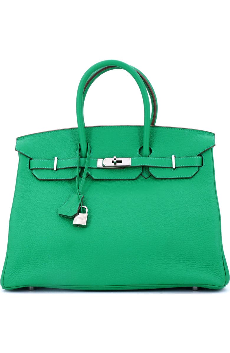 Pre-Owned Hermes Birkin Handbag Green Clemence with Palladium Hardware 35, Main, color, Menthe