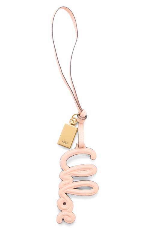 Chloé Logo Leather Bag Charm In Apricot Pink