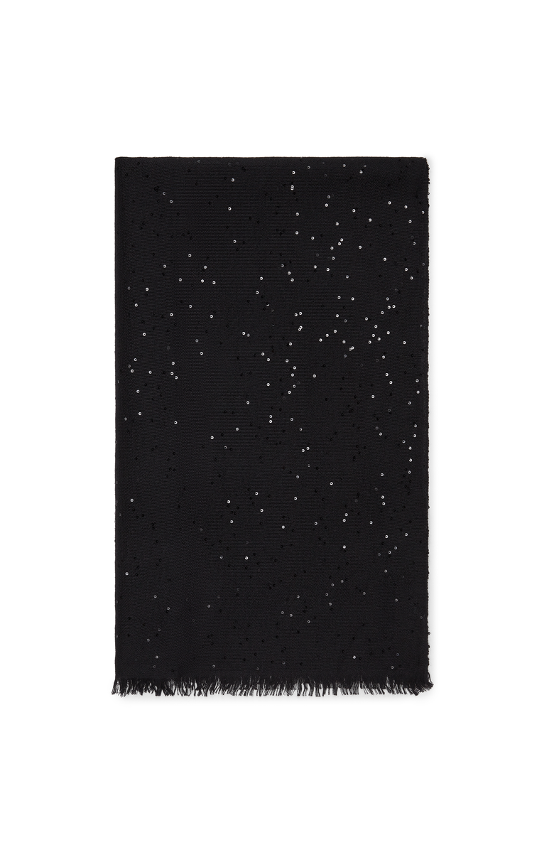 Brunello Cucinelli Cashmere and silk Diamond yarn scarf, Main, color, Black