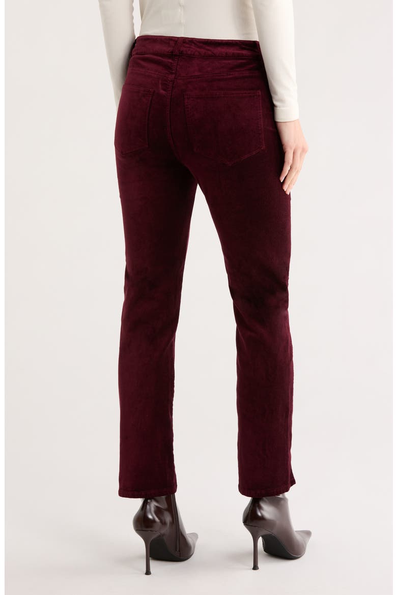Cindy Twist Seam High Waist Ankle Straight Leg Velvet Pants, Alternate, color, DRKOXBLOOD