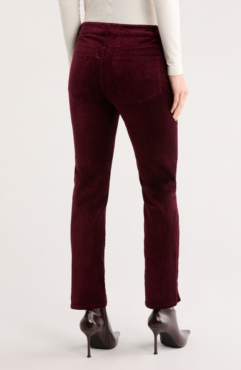 PAIGE Cindy Twist Seam High Waist Ankle Straight Leg Velvet Pants, Alternate, color, Dark Oxblood