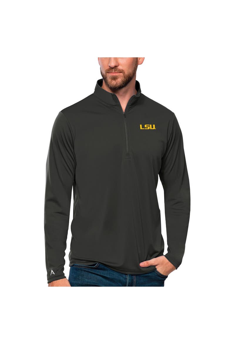 Men's Antigua Charcoal LSU Tigers Tribute Quarter-Zip Top, Alternate, color, Charcoal