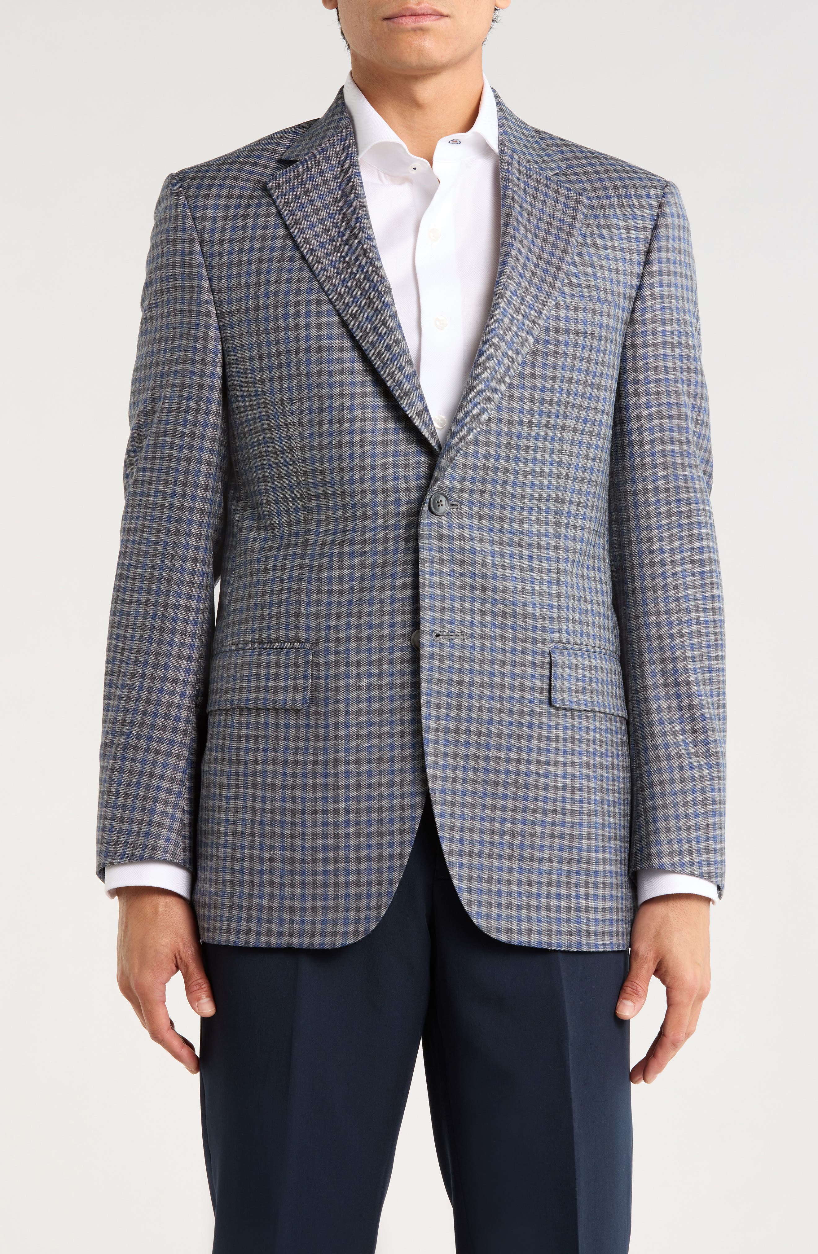 Peter Millar Flynn Classic Fit Check Wool Blend Sport Coat