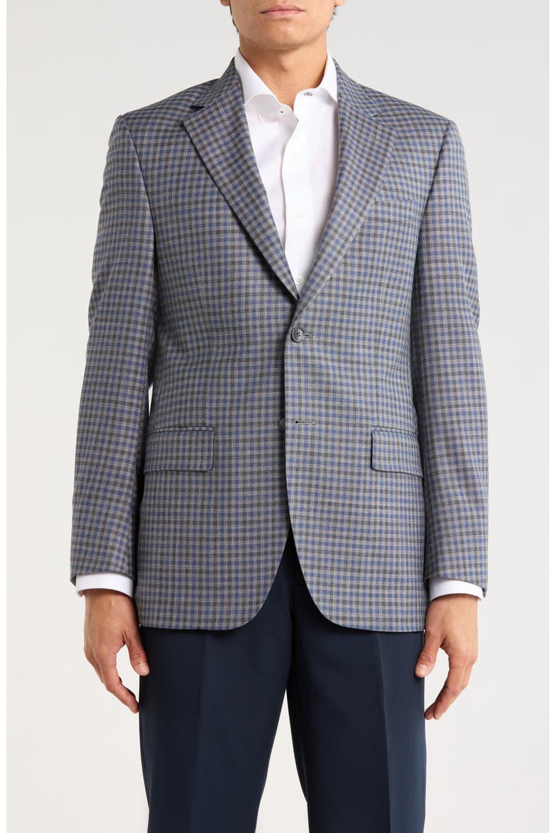 Flynn Classic Fit Check Wool Blend Sport Coat, Main, color, GREY