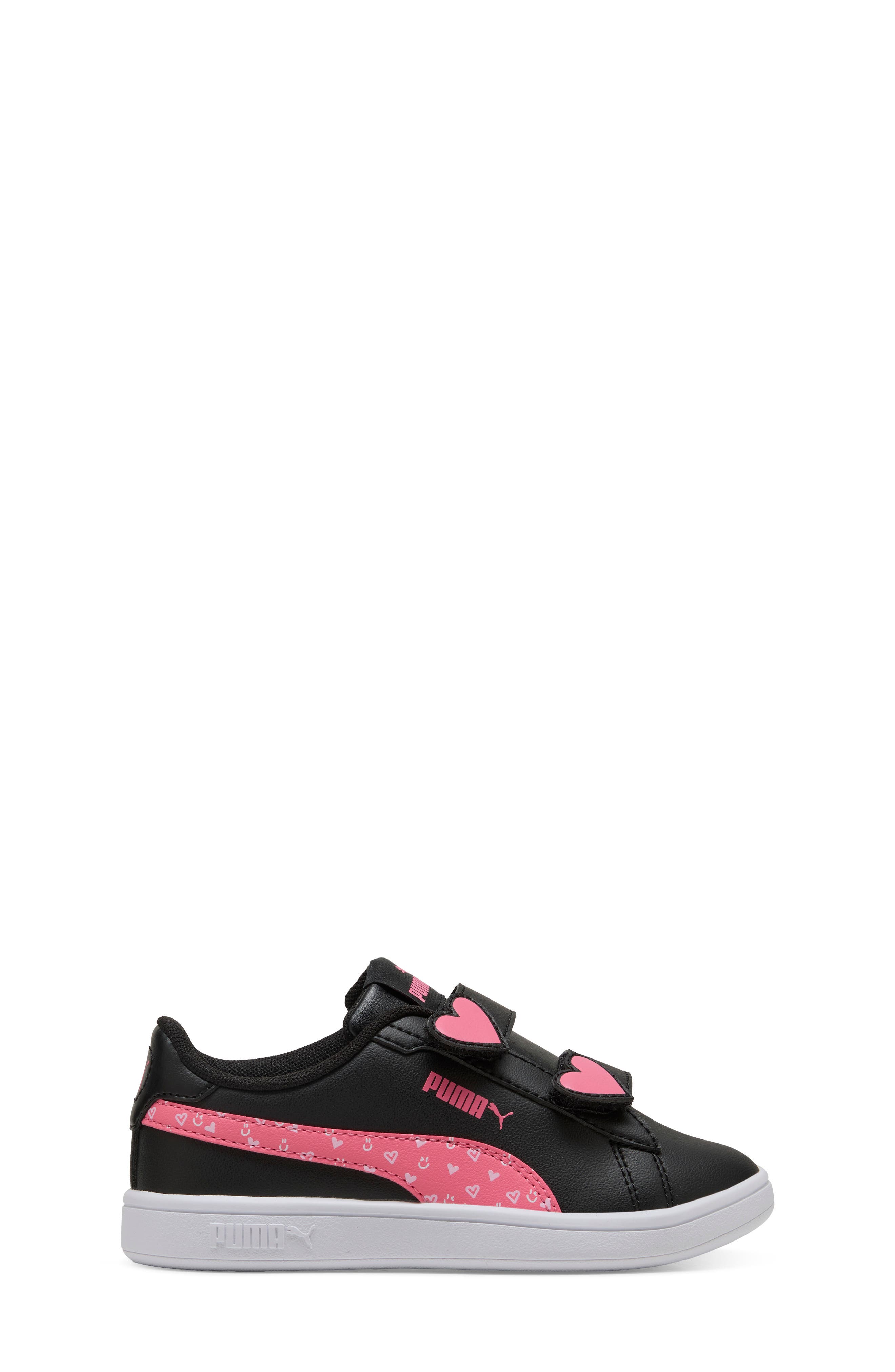 PUMA Kids' Smash 3.0 Hearty V Dual Strap Sneaker, Alternate, color, Puma Black/ Magic Rose
