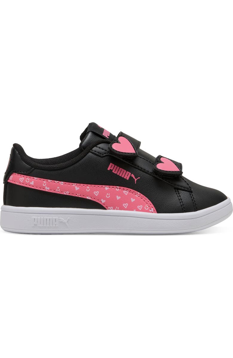 PUMA Kids' Smash 3.0 Hearty V Dual Strap Sneaker, Alternate, color, Puma Black/ Magic Rose