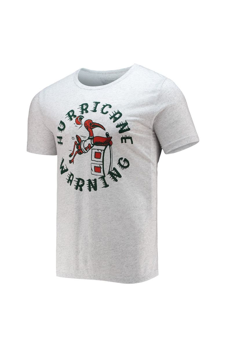 HOMEFIELD Men's Homefield Heathered Gray Miami Hurricanes Vintage Hurricane Warning T-Shirt, Alternate, color, 
