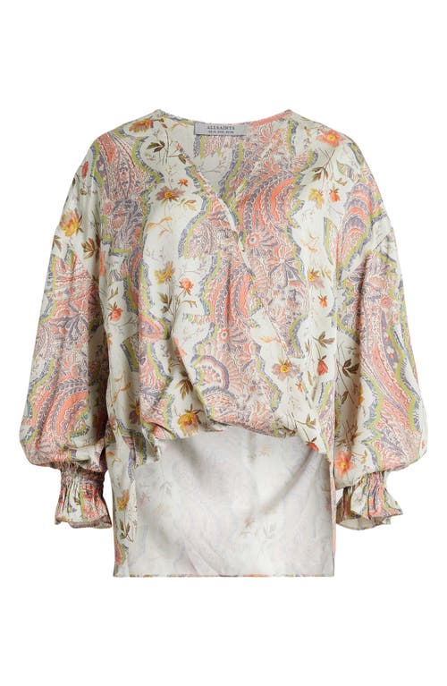 Allsaints Penny Cascade Long Sleeve High-low Top In Spring Green