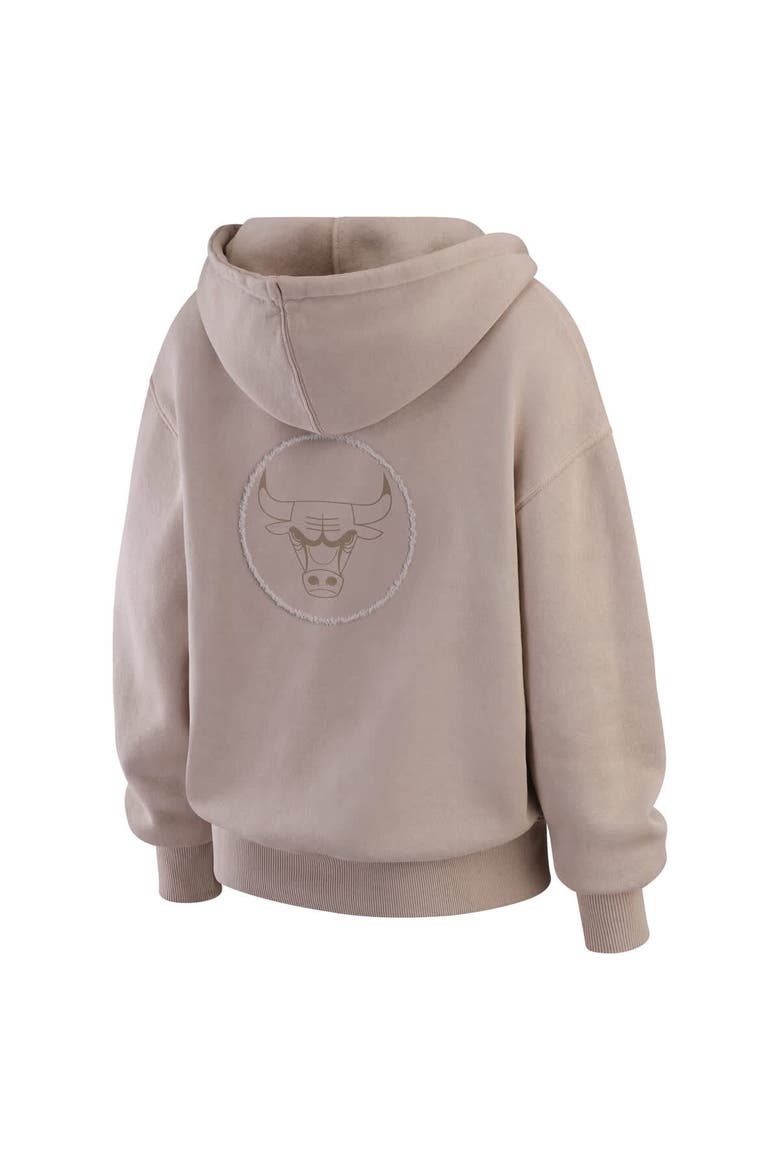 Women's WEAR by Erin Andrews  Tan Chicago Bulls Washed Pullover Crewdie, Alternate, color, Tan