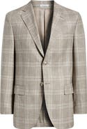 Peter Millar Hyperlight Soft Tan Plaid Wool Sport Coat