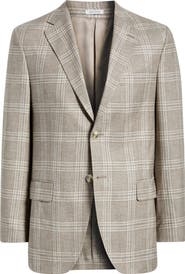 Peter Millar Hyperlight Soft Tan Plaid Wool Sport Coat