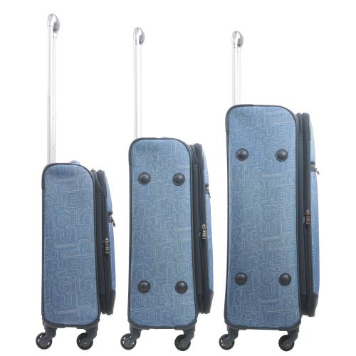 TRUE RELIGION TRUE RELIGION SOFT SIDED 3 PC SPINNER PATCH LUGGAGE SET