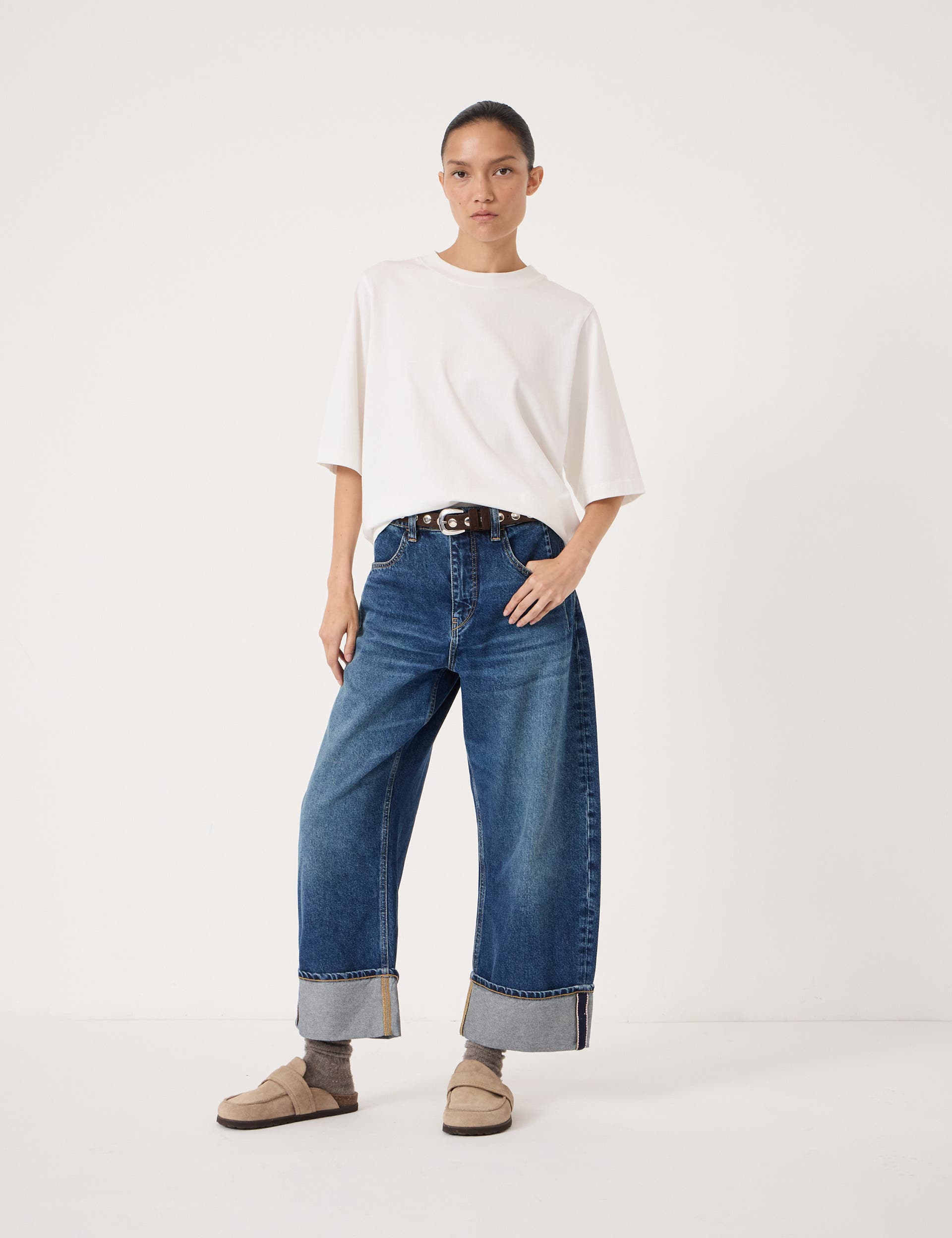 Hush Faith Turn Up Barrel Leg Jeans | Nordstrom