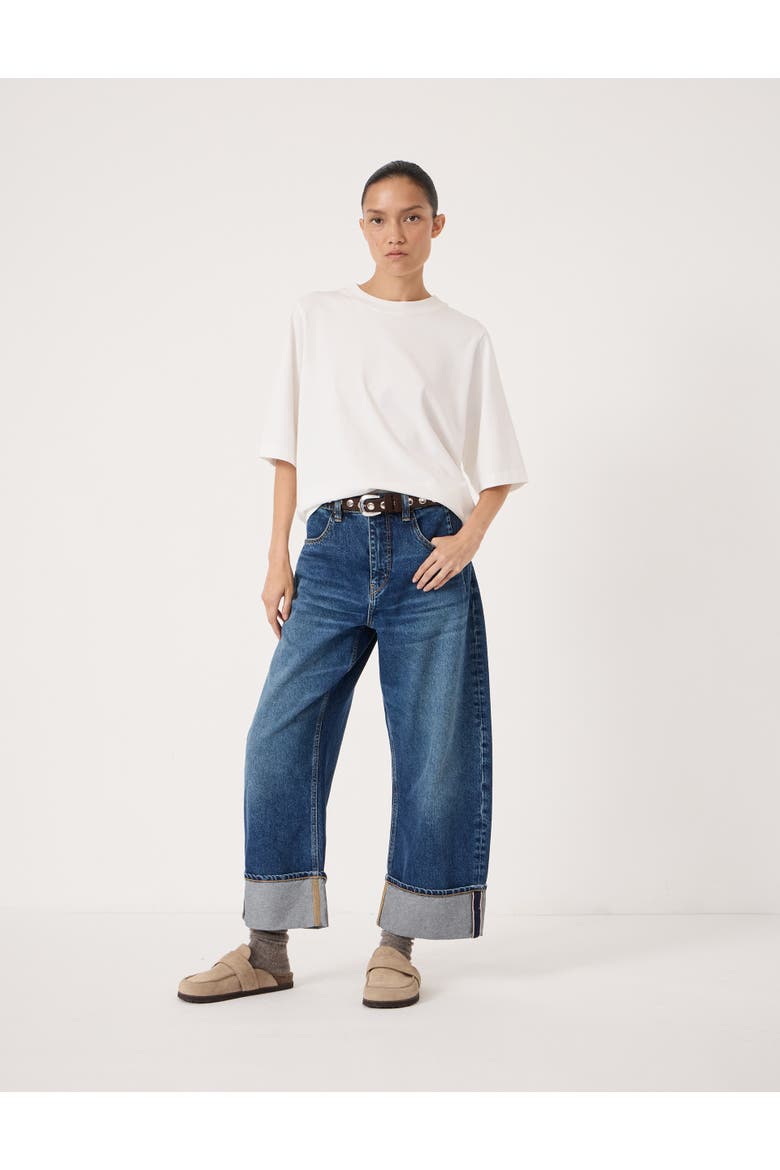 Faith Turn Up Barrel Leg Jeans, Alternate, color, AUTHENTIC BLUE WASH