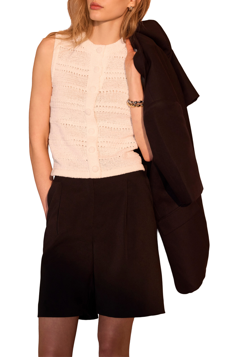 Cotton Blend Button Detail Knit Top, Main, color, Ivory