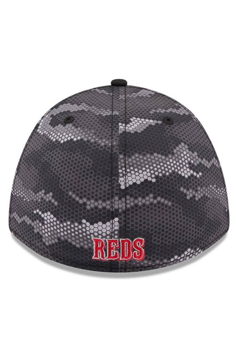 Men's New Era Black Cincinnati Reds Camo 39THIRTY A-Frame Flex Hat, Alternate, color, Black