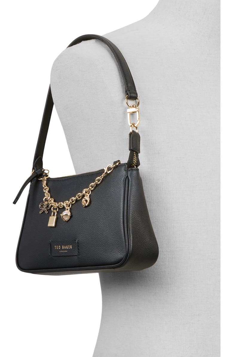 Ted Baker Agnes Leather Shoulder Bag, Alternate, color, Black