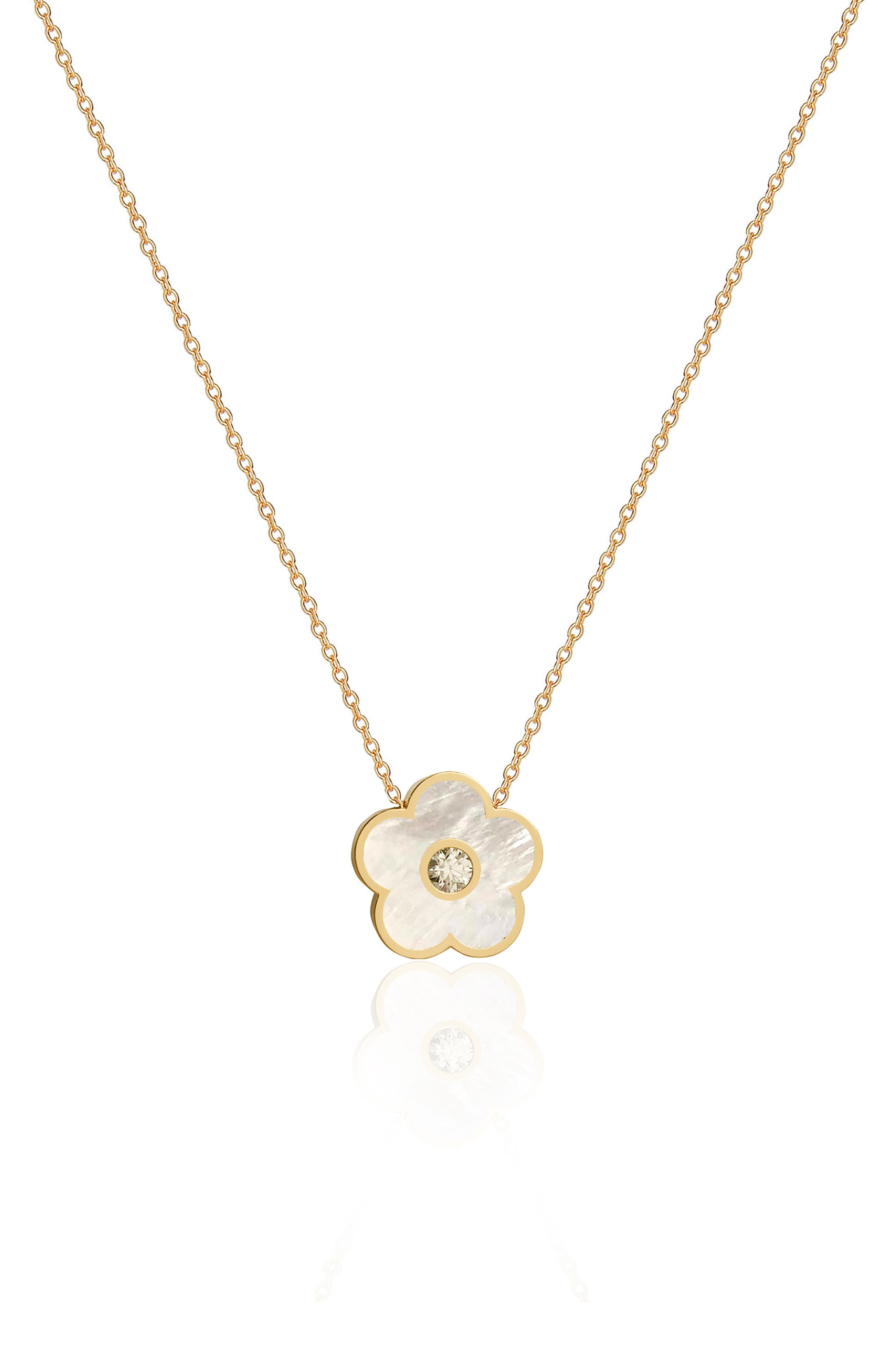 GABI RIELLE Effortless Staples Inlay Flower Pendant Necklace
