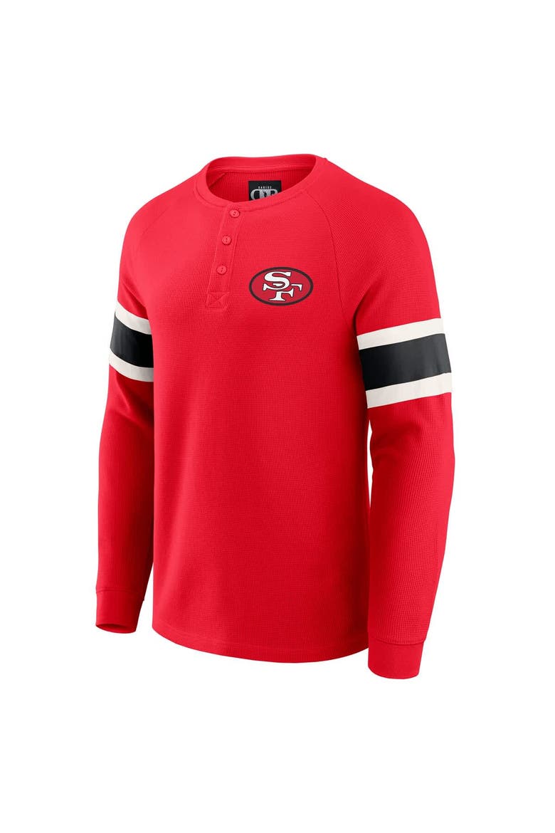 Men's Darius Rucker Collection by Fanatics Scarlet San Francisco 49ers Waffle-Knit Raglan Long Sleeve Henley T-Shirt, Alternate, color, Scarlet