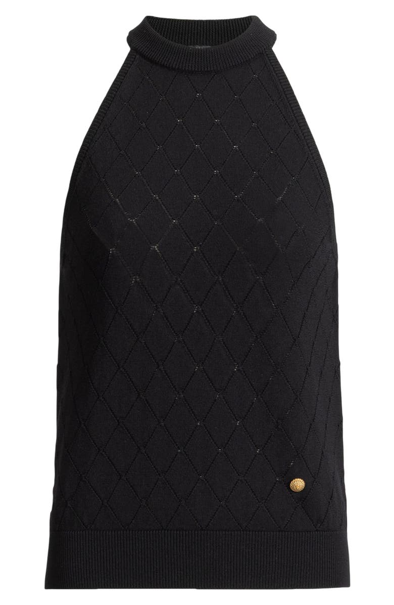 Balmain Sleeveless knit top, Alternate, color, Black