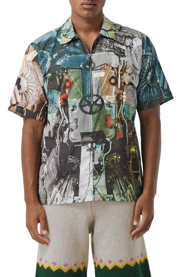 Hydeshirt Half Zip Popover Shirt, Main, color, MONOCHROME IP PTTN