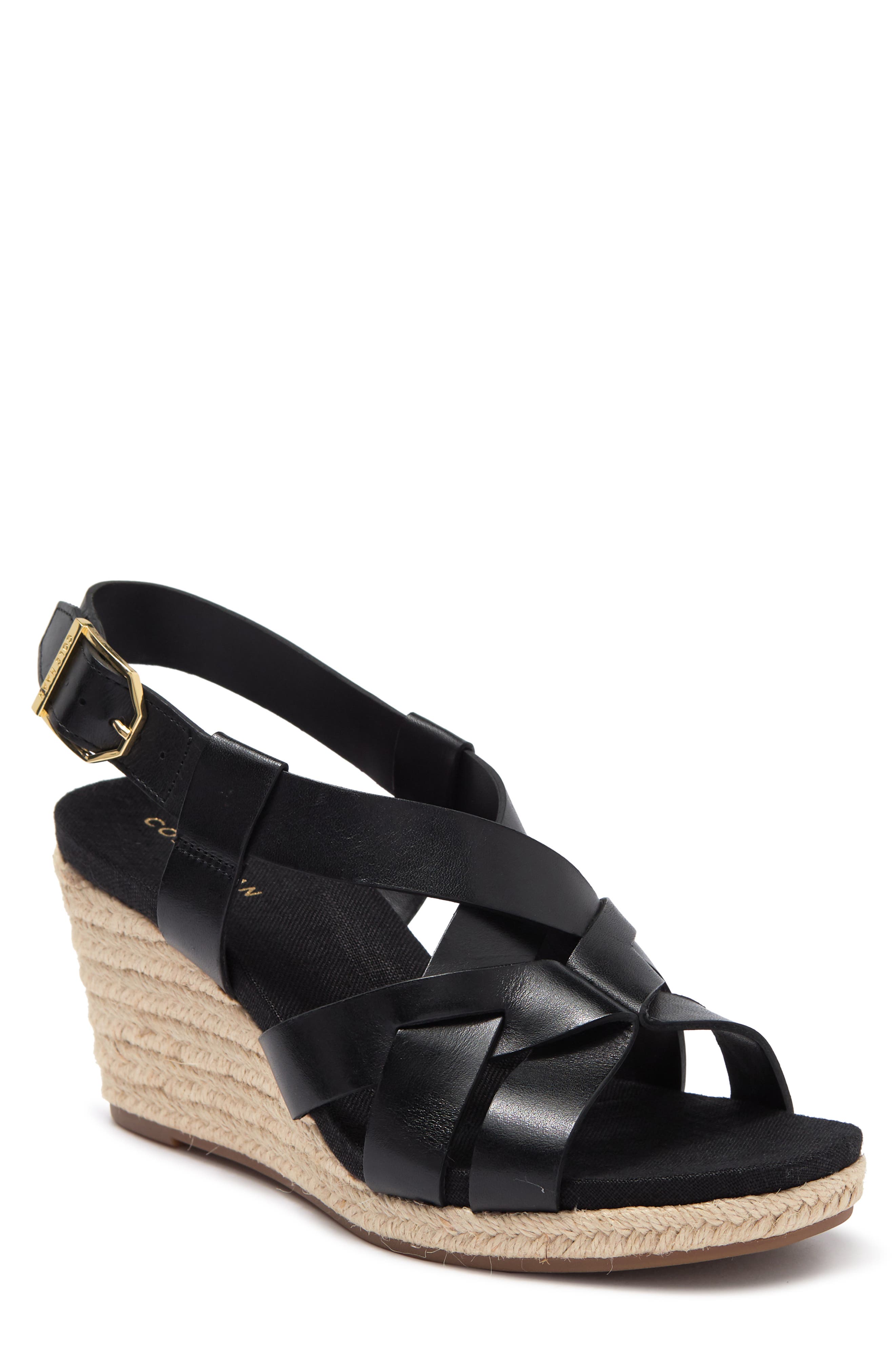 Cole Haan Crystal Leather Espadrille Wedge Sandal, Main, color, 