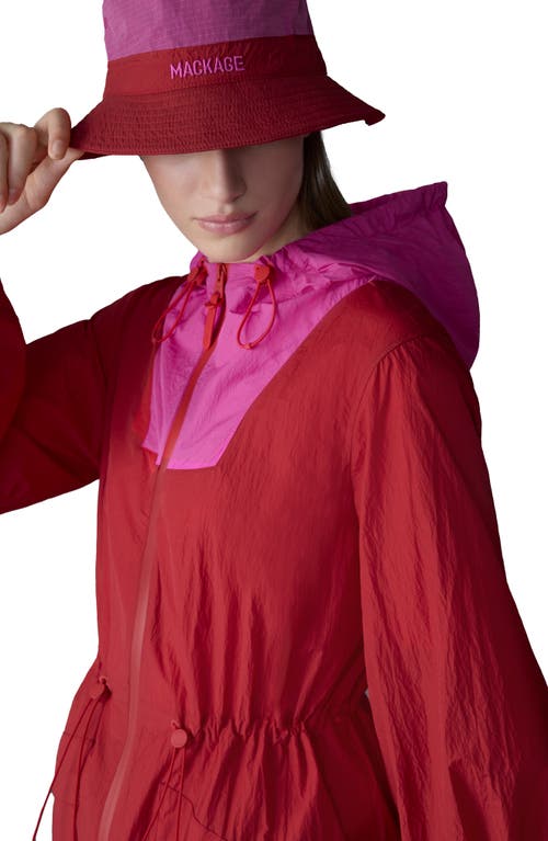 Mackage Alyster Packable Recycled Nylon Raincoat In Lava-azalea