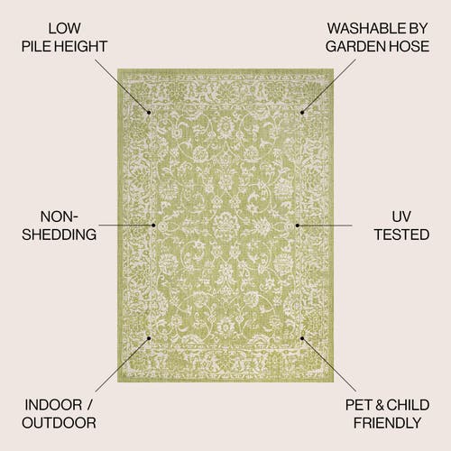 Jonathan Y Malta Bohemian Medallion Textured Weave Indoor/outdoor Green/cream Square Area Rug In Green/cream
