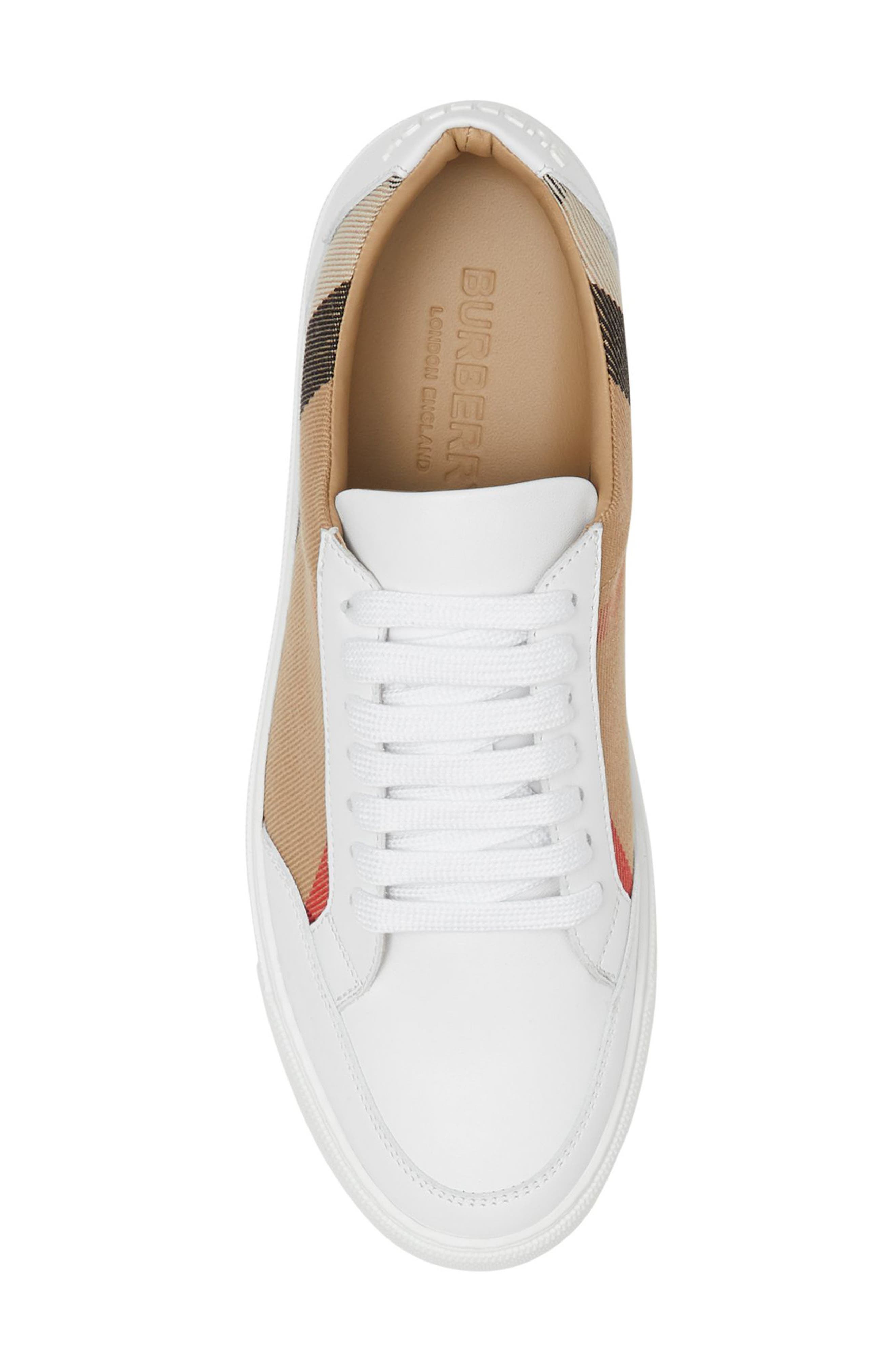 Burberry Salmond Check Low Top Sneaker, Alternate, color, Optic White